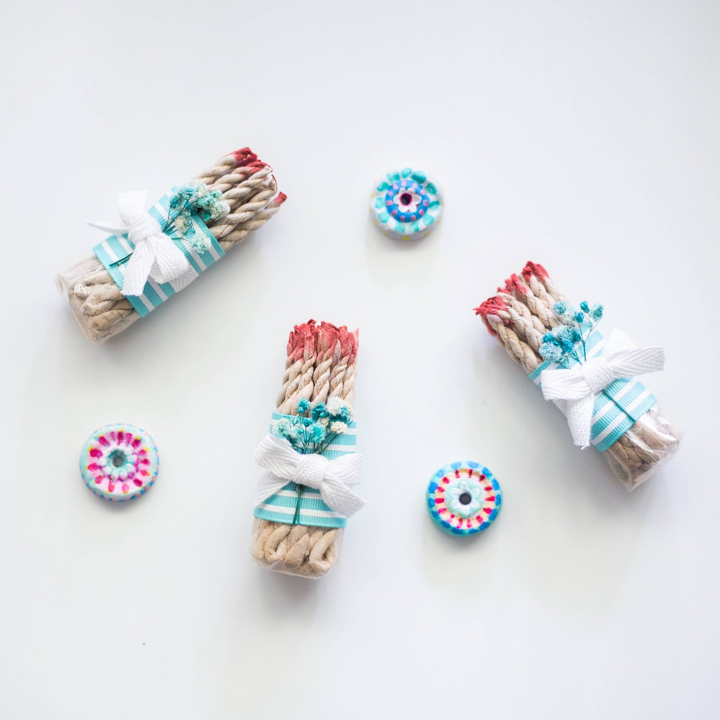 Juniper Tibetan Rope Incense + Hand-painted Burner