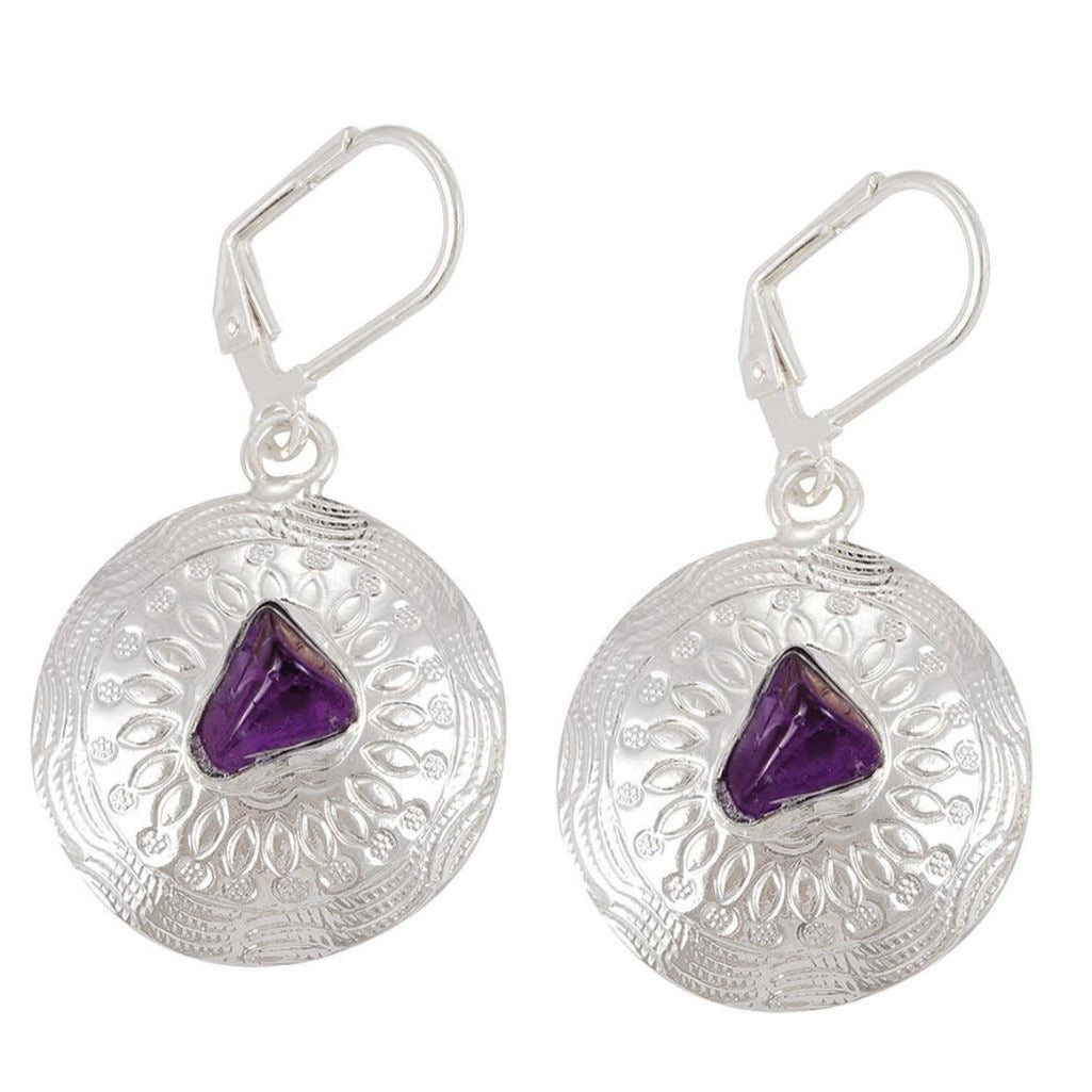 Amethyst Round Drop Earrings