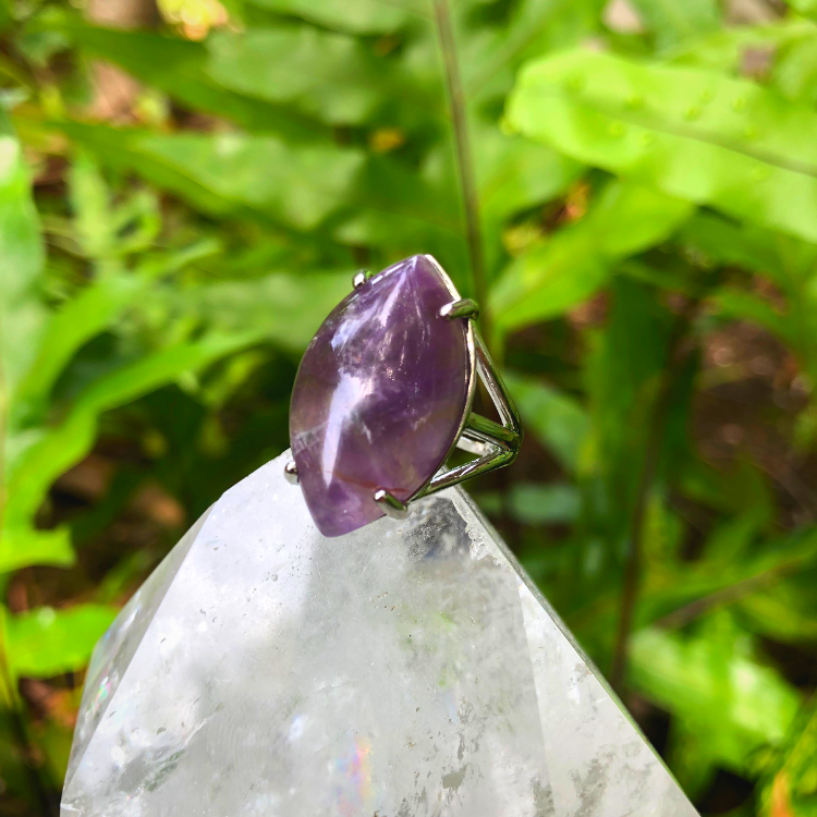 Amethyst Marquis Gemstone Adjustable Ring