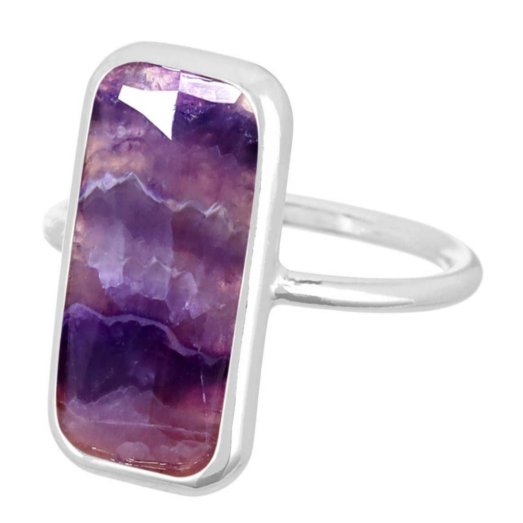 Amethyst Fancy Cut Rectangle Ring