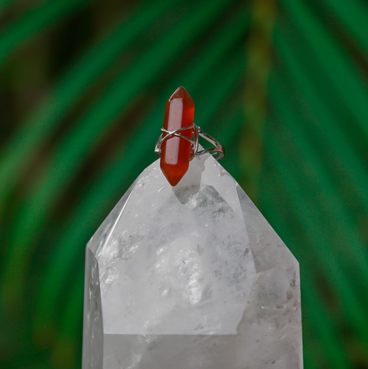 Carnelian Gemstone Adjustable Obelisk Ring