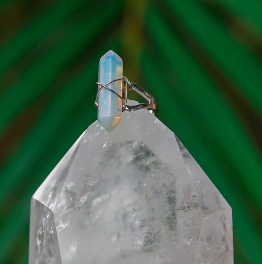 Opalite Gemstone Adjustable Obelisk Ring