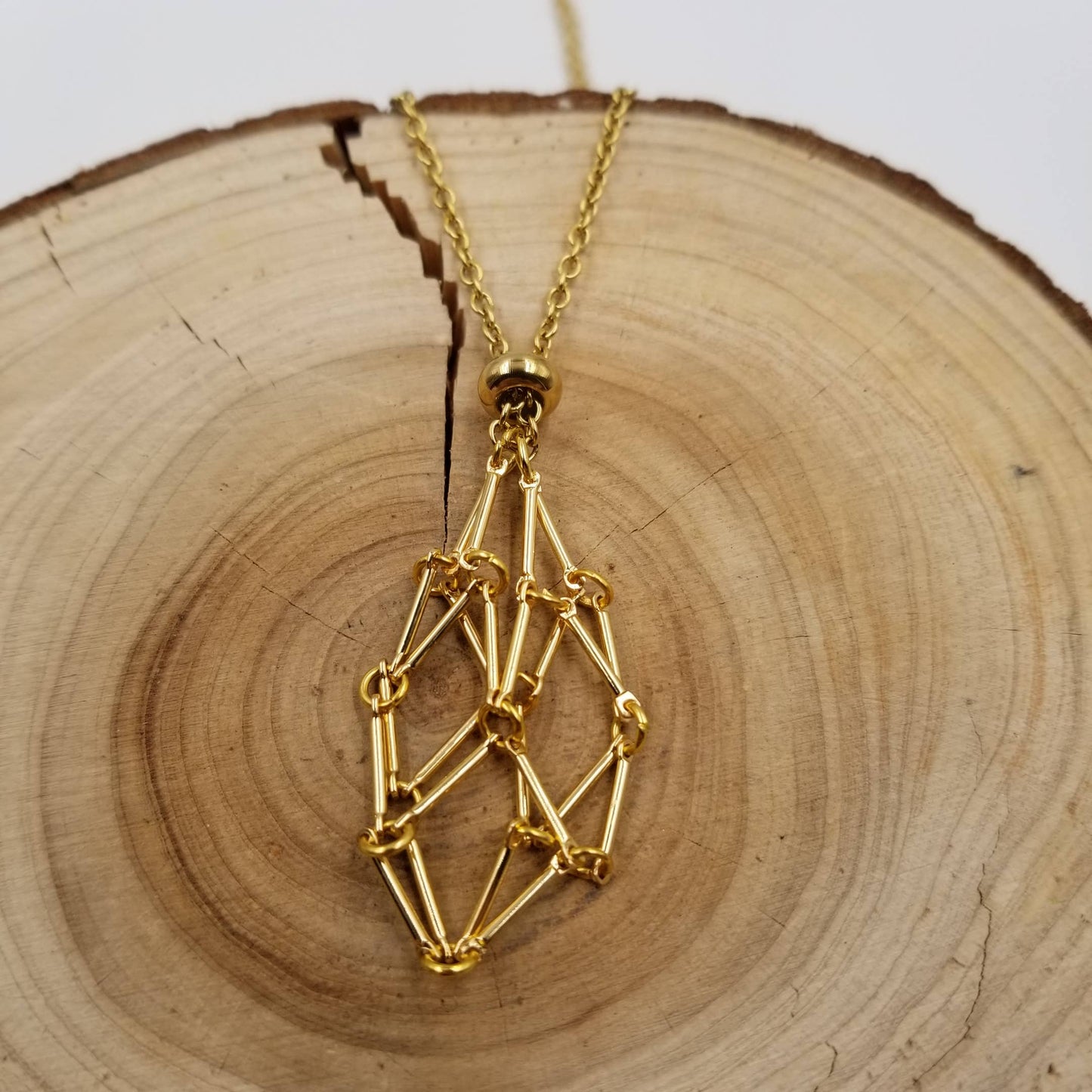 Interchangeable Crystal Macramé Cage Necklaces