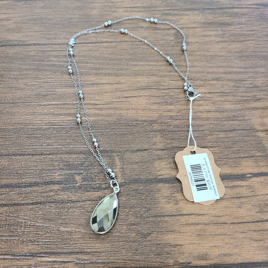 Beveled Pyrite Teardrop Necklace