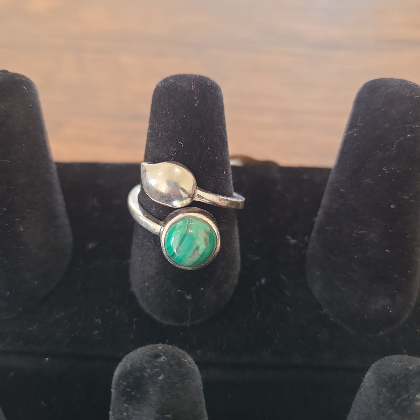 Malachite .925 Sterling Silver Adjustable Ring