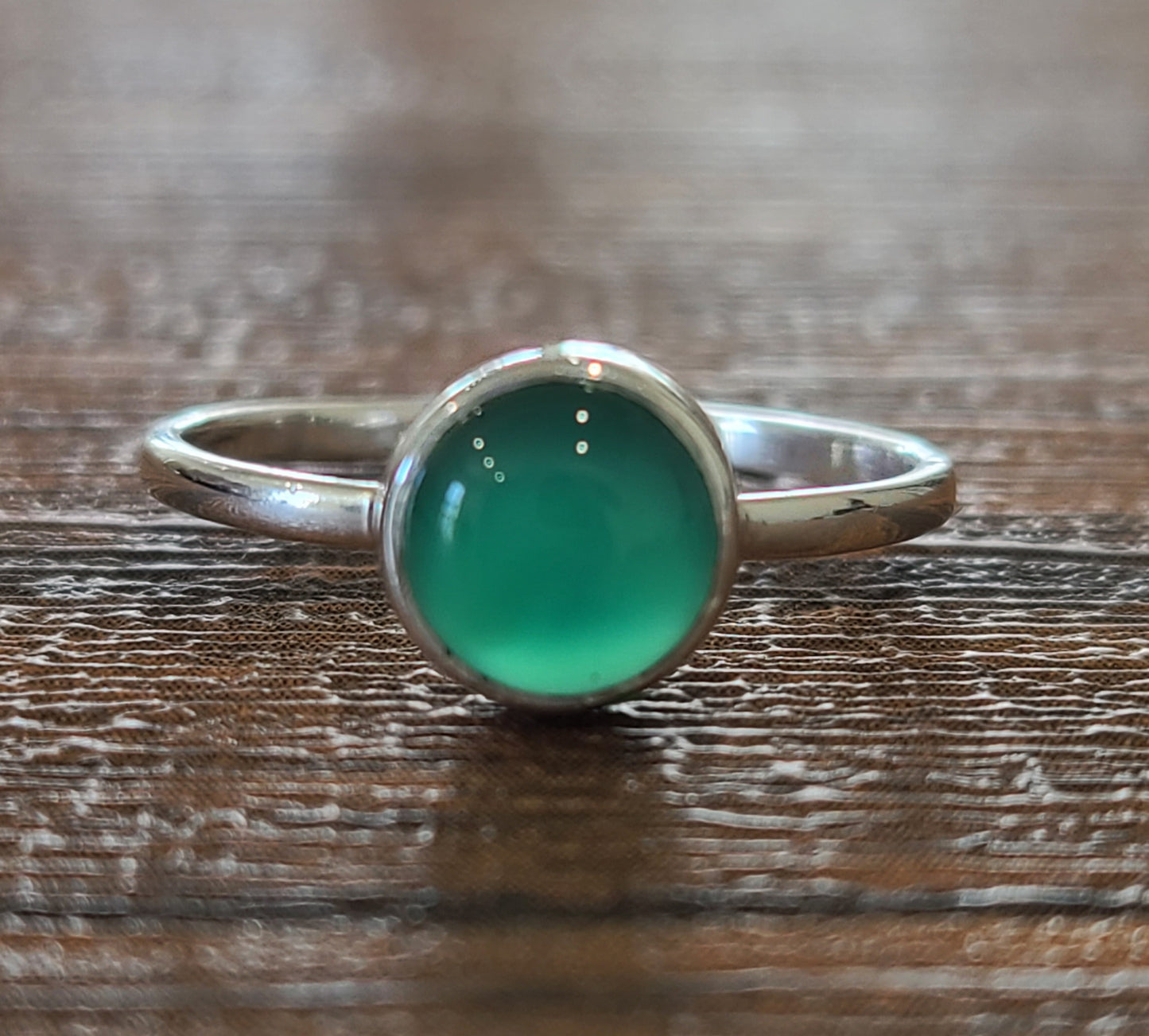 .925 Sterling Silver Round Cabochon Ring