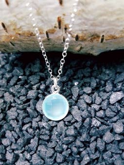 Silver Aqua Chalcedony Necklace