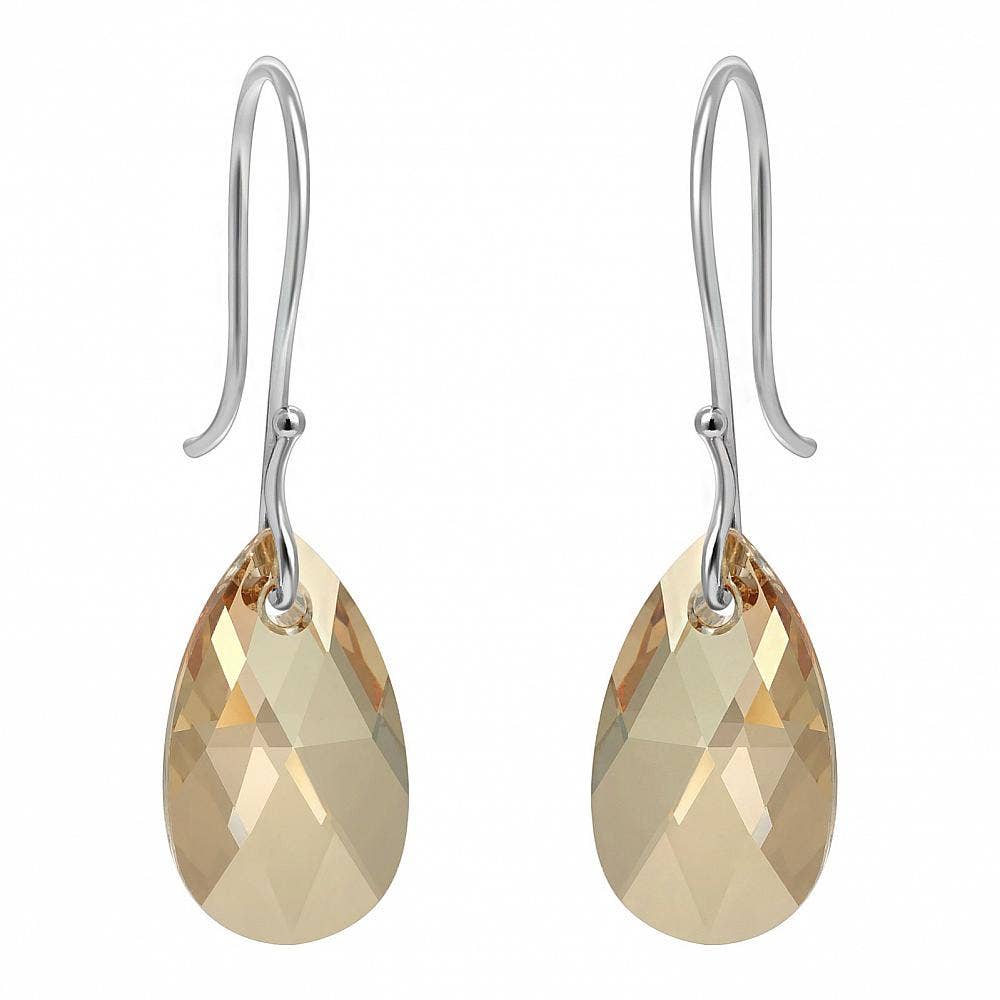 Crystal Briolette Earrings - Crystal Elements Golden Shadow