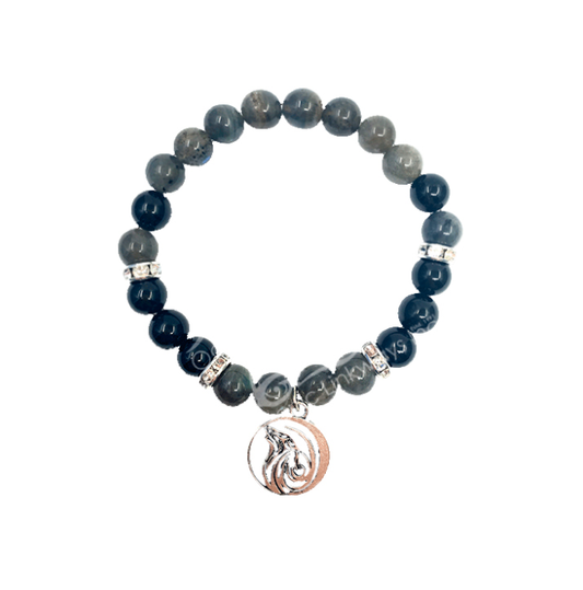 Full Moon Bracelet - Black Tourmaline & Blue Labradorite