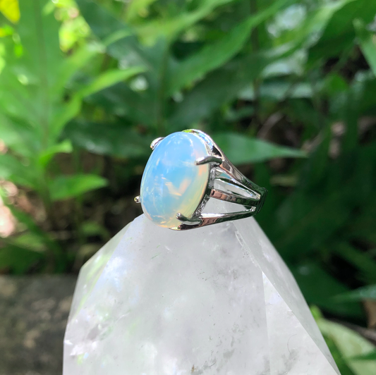 Opalite Round Gemstone Adjustable Ring