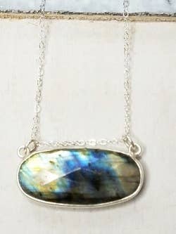 Floating Labradorite Silver Necklace