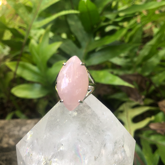 Rose Quartz Gemstone Marquis Adjustable Ring