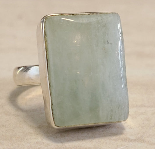 Large Aquamarine Silver Ring